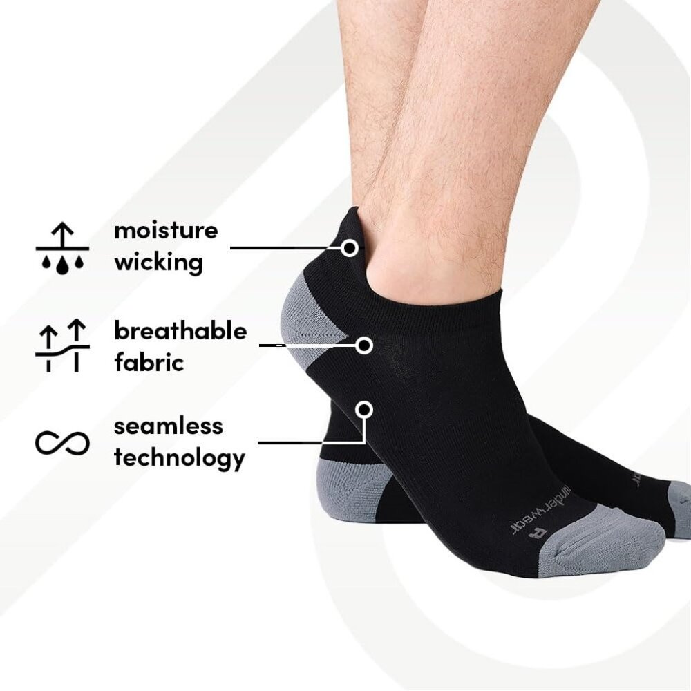 Runderwear Unisex Anti-Blister Low Sock S Black/Gray Moisture-Wicking Seamless